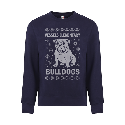 Winter Bulldog Holiday Design Crewneck Sweatshirt